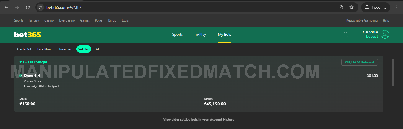 Winning Correct Fixed Matches