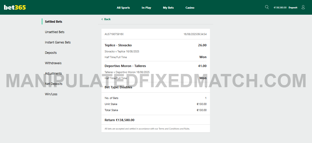 China fixed matches