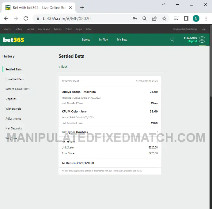 manipulated fixed matches